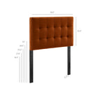Modway Lily Stain-Resistant Performance Velvet Twin Size Headboard - Rust-Twin Size Headboard