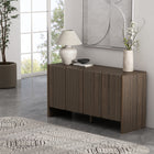 Manhattan Comfort Linda 60" Modern 4-Door Sideboard - Walnut Brown-4 Minimalist Push-to-Open Soft Close Doors with Rounded Edge Detailing