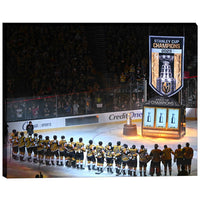 Vegas Golden Knights Banner Raising Line-up - Framed Canvas - 20" x 16"-Premium canvas print with gallery-wrapped edges