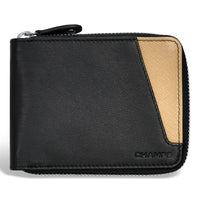 Champs Iconic Leather Zip Around Wallet - Black/Ivory-Leather Zip around wallet in gift box