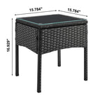 Manhattan Comfort Noli Modern Patio 2-Person Seating Group 3-Piece Set with End Table - Black/Grey-End Table Includes Removeable Tempered 5MM Glass