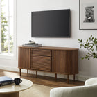 Modway Harlan 67" Fluted Oval Sideboard Cabinet - Walnut-Wood Grain Laminate Finish