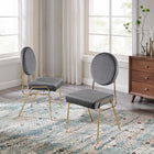 Modway Craft Performance Velvet Dining Side Chairs - Gold/Grey - 2 Pack-Dense Foam Padding