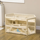 PawHut Wooden Large Hamster Cage 3-Tier with Tray-3 tiers provide ample area for exercise