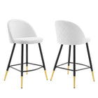 Modway Cordial Fabric Counter Stools - White - Set of 2-Retro Modern Counter Stools