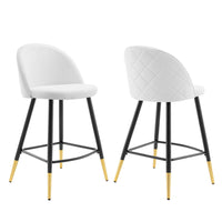 Modway Cordial Fabric Counter Stools - White - Set of 2-Retro Modern Counter Stools