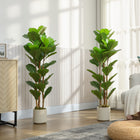 HOMCOM 4' Faux Fiddle Leaf Fig Tree - Green - 2 Pack-Material: PEVA, Wood, Cement, PP 