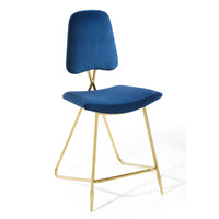 Modway Ponder Performance Velvet Counter Stool - Navy-Performance Velvet Polyester Upholstery