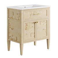 Modway Elysian 30" Wood Bathroom Vanity - White/Burl-Modern Bathroom Vanity