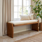 Zuo Lafa Bench - Beige-Furniture Colour: White
