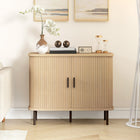 HOMCOM Nordic 35.4" L Sideboard Buffet Cabinet with Storage - Oak-Sliding doors save space in tight areas and provide easy access