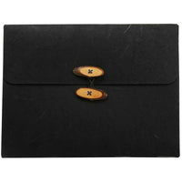 JAM Paper Portfolio with Button and String Tie Closure - 9 x 11 3/4 x 5/8 - Rainforest Black-Rainforest Black Portfolio with Button & String Closure