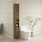 HOMCOM 73" Tall Narrow Bathroom Storage Cabinet - Brown Wood Grain-Equipped with anti-tipping hardware for enhanced safety
