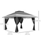 Outsunny 11.7 ft W x 11.7 ft L Pop Up Canopy Tent with Sand Bags - UPF50+-Quick and easy setup with pop-up design