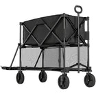 Outsunny Double Decker Folding Wagon Cart-Two-tier design maximizes storage, fitting more items easily