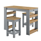 Modway Galley 3-Piece Kitchen Island and Stool Set - Oak Grey-Assembly Required