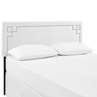 Modway Josie Upholstered Vinyl Queen Headboard - White-Silver Accent Copper Buttons