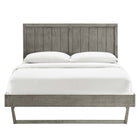 Modway Alana Wood Full Platform Bed with Angular Frame - Grey-Full Headboard With Panel Detail