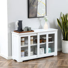 HOMCOM 42" L Modern Kitchen Storage Cabinet with 2 Sliding Glass Doors - White-Spacious top for displaying or storage your kitchen tools
