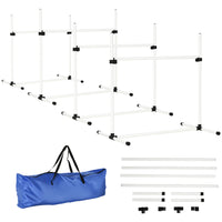 PawHut Dog Training Agility Gear 4-Piece Set with Carrying Bag - White-Set of 4 bar jumps allows you and your dog to practice both simple and advanced exercises 
