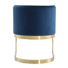 Manhattan Comfort Aura 24.4" Modern Velvet Upholstered Dining Chair - Royal Blue and Polished Brass - Set of 2-24" L x 23" W x 29.92" H