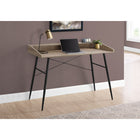 Monarch Specialties 7536 48" Computer Desk - Dark Taupe/Black Metal-Metal base in a contrasting black finish features tapered, angled metal legs and X-shaped support bars on back that provides stability