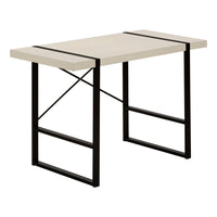 Monarch Specialties 7659 48" Computer Desk - Modern Taupe/Black Metal-Industrial-inspired computer desk with a thick-panel desktop in a modern taupe finish