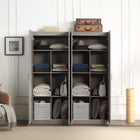 Manhattan Comfort Hopkins 59.22" 2-Piece Modern 14-Shelf Storage Closet - Grey-90° Open Door Style with European Soft Close Door Hinge