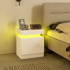 HOMCOM Nightstand with LED Lights- White - Set of 2-Made of particleboard material