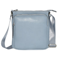 Nicci Ladies Crossbody Bag with Front Zipper Pocket - Powder Blue-Top zipper entry