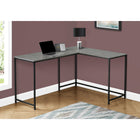 Monarch Specialties 7392 58" Computer Desk - Grey Stone-Look/ Black Metal Corner-Sturdy yet slender metal base in a black finish with an airy design provides stability