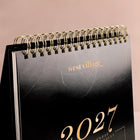 Mead 2027 West Village 12 Month Tent Calendar - 7 1/2" H x 6 1/2" W - Bilingual-Modern black layout featuring refined gold foil typography and a subtle city map backdrop for a sleek, elevated aesthetic