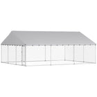 PawHut Outdoor Dog Kennel with Roof and Steel Fence - 19.7' x 14.8' x 7.9'-Quick-install telescopic tube design 
