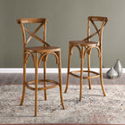 Modway Gear Bar Stool - Walnut-Non-Marking Foot Caps