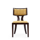 Manhattan Comfort Pulitzer 18.1" Traditional Faux Leather Upholstered Dining Chairs - Camel and Walnut - Set of 2-Iconic Klismos Design