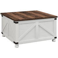 HOMCOM Lift Top Coffee Table with Hidden Compartment - White-Flip top use gas struts to buffer the drop for safety and reach a max angle of 60° to access to your belongings