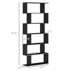 HOMCOM 6-Tier Geometric Wooden Bookcase Home Office Furniture - Black-Water resistant, moisture proof and scratch resistant, easy to wipe clean 