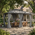 Outsunny 10 ft W x 13 ft L Patio Gazebo Canopy with Curtains - Dark Grey-8 leak holes on the canopy top perform well on rainy days