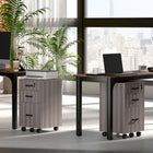 HOMCOM 3-Drawer Letter/A4 Filing Cabinet with Hanging Bars - Grey-Five wheels for easy movement, with 2 brakes and a middle caster for safety
