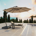 Lausaint 11' Cantilever Umbrella with Base - Beige-Base size：35.83*35.83*7.87 inches（91*91*20cm）