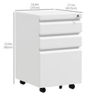 Vinsetto Steel Letter/A4/Legal Filing Cabinet with Hanging Bar - White-Top lock secures all drawers for document safety, with two keys for easy access
