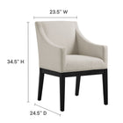 Modway Alton Fabric Upholstered Dining Armchair - Salt Black-Slub Weave Fabric Upholstery