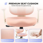 MotionGrey Mellow Ergonomic Office Chair - High Mesh Back Support with Adjustable Armrests - Pink-Breathability - Bid farewell to the discomfort of overheating during long hours of sitting. Our chair is equipped with a high-quality elastic mesh that enhances breathability, significantly reducing heat buildup. This feature ensures you remain cool, comfortable, and focused, improving circulation and comfort during prolonged usage