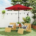 Outsunny Solar Patio Umbrella with LED Lights and Tilt - 9' - Wine Red-The LED bulbs is powered by solar energy, battery on the top