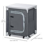 Outsunny Camping Kitchen Station with 2-Shelf and Carrying Bag for BBQ Party Picnics Backyards - Grey-Water-resistant fabric coat comes with two shelves for storage