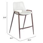 Zuo Desi Counter Stool - White/Walnut - Set of 2-8