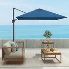 Outsunny 8' L x 8' W Square Patio Hanging Offset Umbrella with 360° Rotation - Navy Blue-Top vent offers good airflow and prevents tipping over   