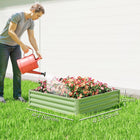 Outsunny Galvanized Steel Planter Raised Garden Bed - 47" L x 47" W x 12" H - Light Green-Galvanized steel material is powder coating for outdoor use 
