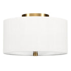Hudson&Canal Ellis 12" Flush Mount with Fabric Shade - Brass/White-Modern and contemporary design for your entryway, foyer, or kitchen