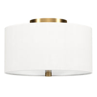 Hudson&Canal Ellis 12" Flush Mount with Fabric Shade - Brass/White-Modern and contemporary design for your entryway, foyer, or kitchen